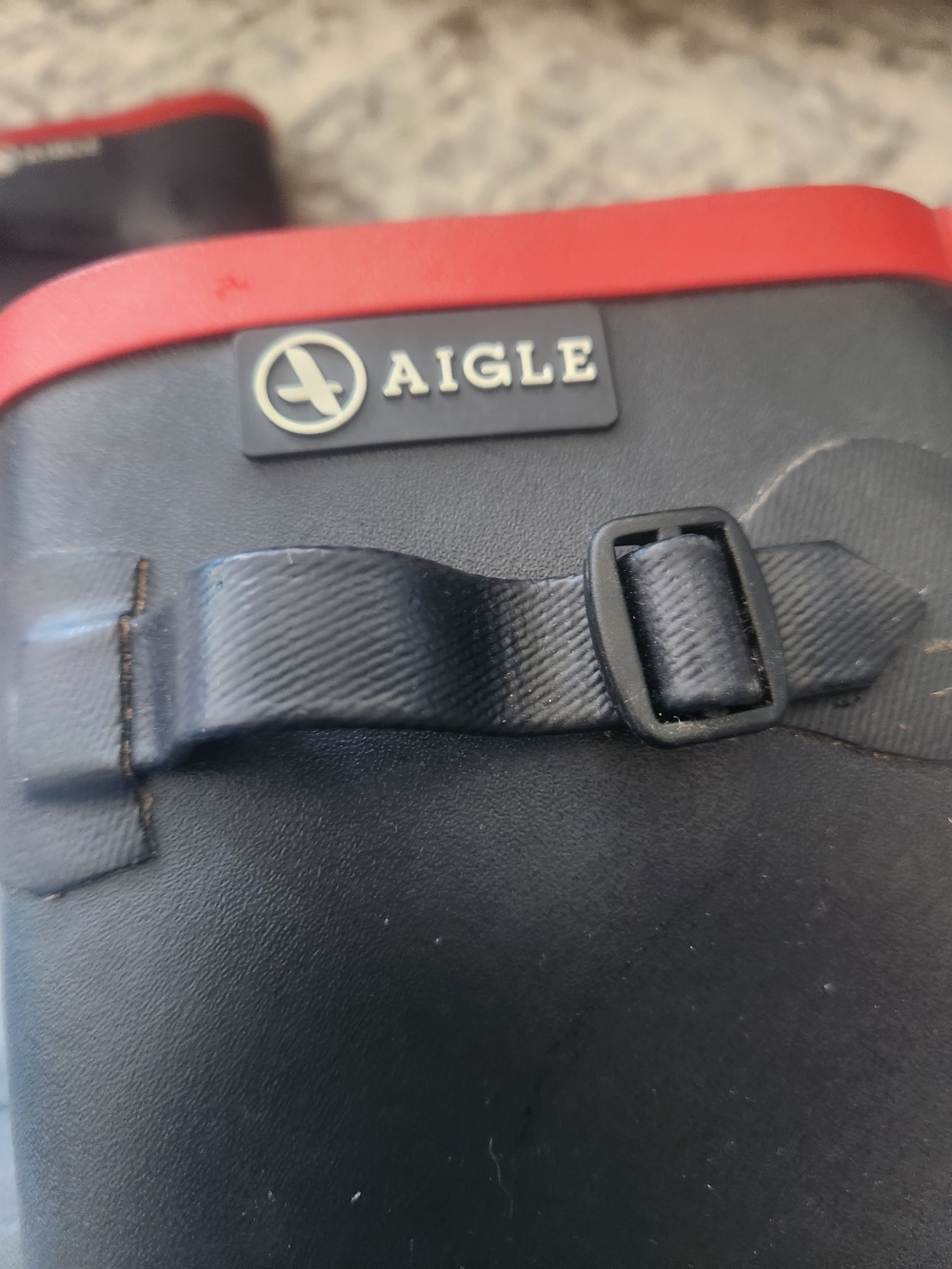 Aigle Womens Black Tall Rain Boots with Red Trim - Picture 6 of 6
